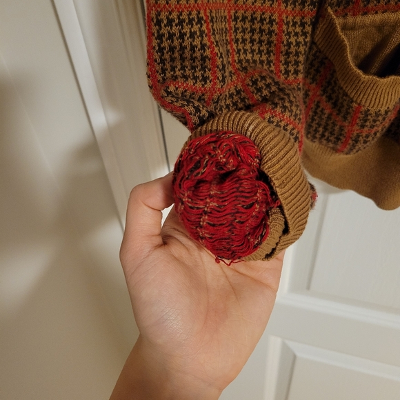Vintage, brown houndstooth cardigan - Picture 3 of 5